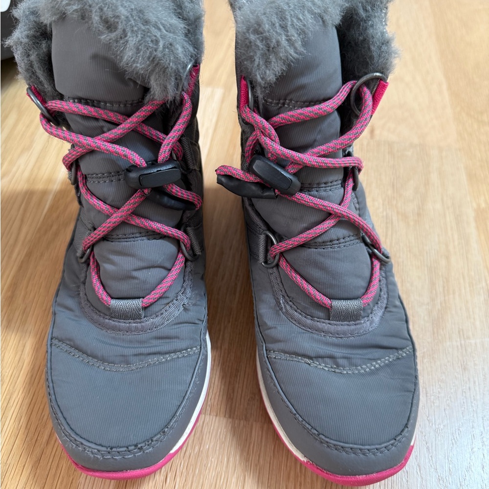Sorel Youth Whitney Short Lace Boots - Gray and Pink- Used